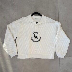 SISTERS & SEEKERS White Quilted Men's style Polo Shirt